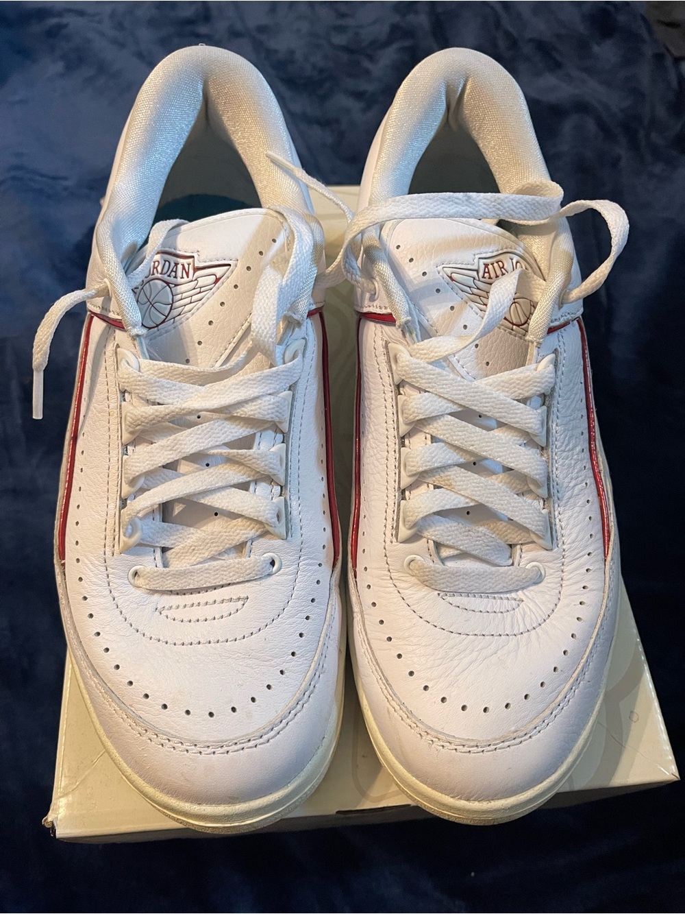 Jordan White Low-Top Sneakers with Red Piping